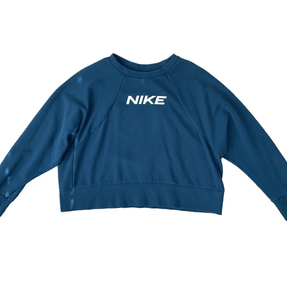 Nike Teal Blue Cropped Sweatshirt - Picture 1 of 3